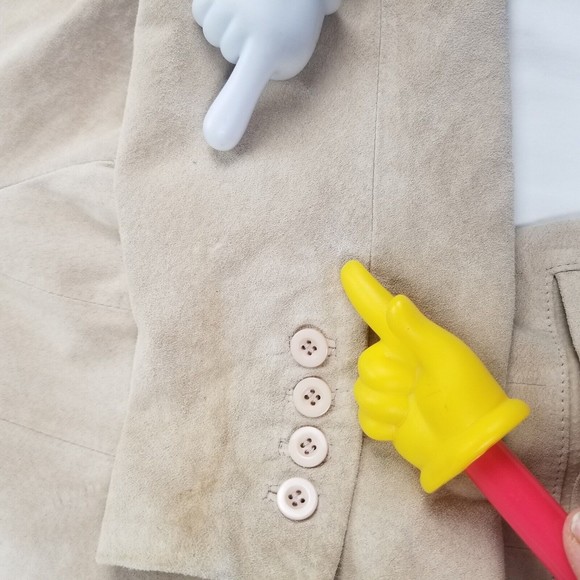 John Paul Richard Uniform Suede Leather Blazer Jacket Button Up Womens Sz 12 Tan - Picture 6 of 16